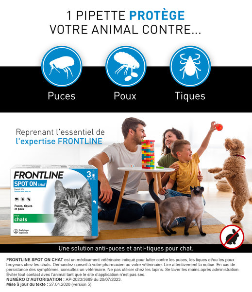 Frontline Spot On Chat - Anti-puces Anti-tiques pour chat - 3 pipettes – Image 2