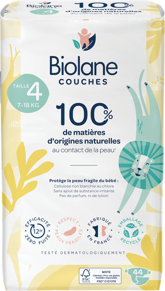 Couches Écologiques Biolane Taille 4 (7-18kg) - Paquet de 44 – Image 2