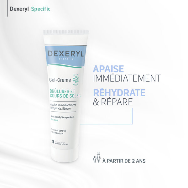 DEXERYL SPECIFIC gel-crème 50g , brûlures et coups de soleil, effet frais, sans alcool, sans paraben. A partir de 2 ans. Dispositif médical. – Image 2