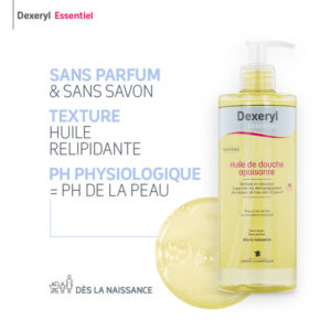 DEXERYL ESSENTIEL huile de douche apaisante 500ml, peaux très sèches ou à tendance atopique, sans savon, sans parfum. Dès la naissance. - Image 6