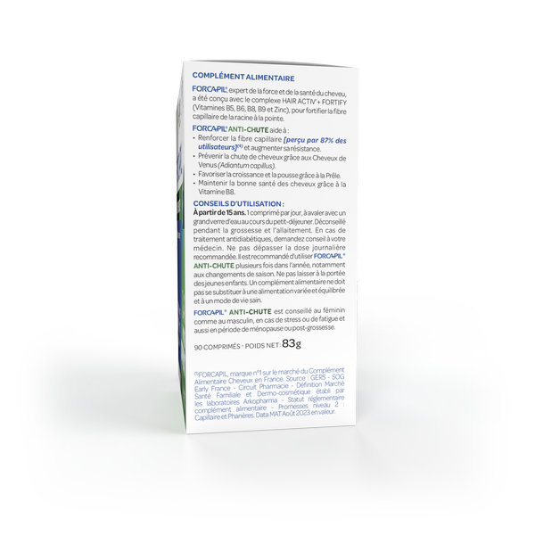 Arkopharma Forcapil Anti-Chute Cheveux Zinc, Vitamine B 90 comprimés – Image 4