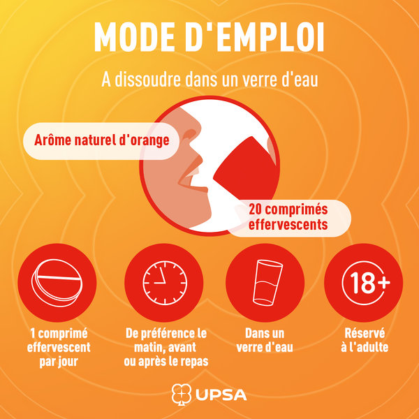 Complément alimentaire UPSA Vitamine C 1000 mg - 20 comprimés effervescents – Image 4