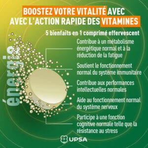 Complément alimentaire UPSA Energie booster 5en1 - 20 Comprimés effervescents - Image 2