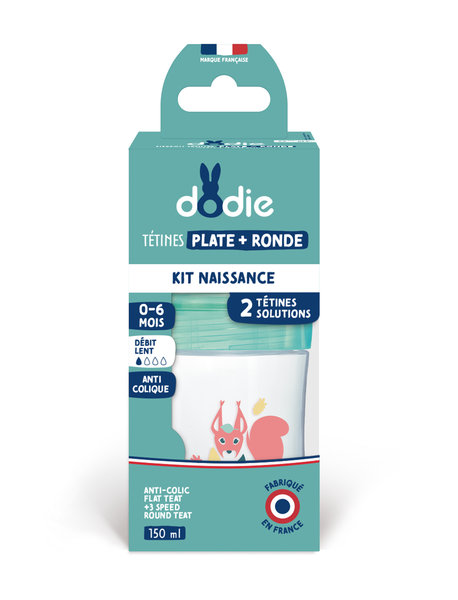 DODIE BIBERON ANTI-COLIQUE 150ML - 0-6 MOIS - TÉTINES PLATE & RONDE D1 – Image 2