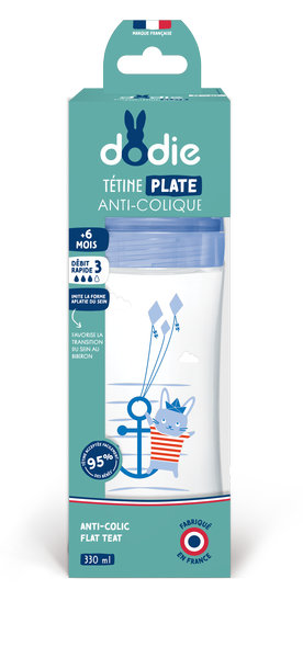 DODIE Biberon anti-colique Sensation+ - 330ml - MER - +6 mois - tétine plate débit 3 – Image 2