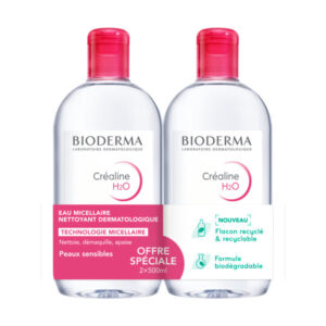BIODERMA Créaline H2O Eau micellaire visage nettoyante démaquillante 2x500ml - Image 1