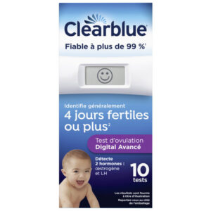 CLEARBLUE TEST D'OVULATION DIGITAL AVANCÉ 2 HORMONES (4 JOURS DE FERTILITÉ) X10 BTE - Image 2