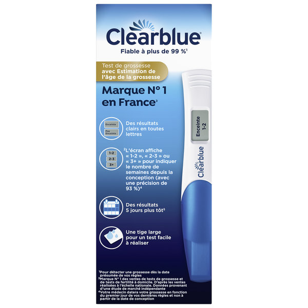 CLEARBLUE 2 TESTS DE GROSSESSE DIGITAUX AVEC ESTIMATION DE L'ÂGE DE GROSSESSE – Image 3