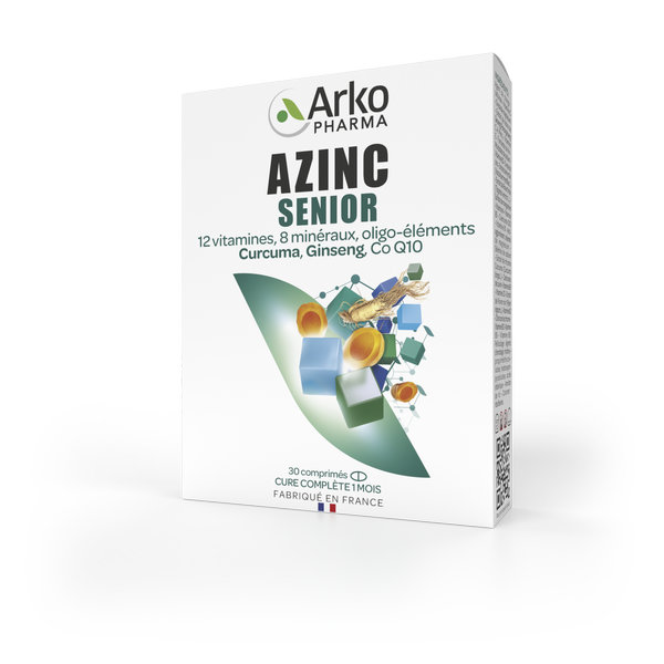 Arkopharma Azinc Senior Vitamines & Minéraux, Curcuma, Ginseng 30 comprimés – Image 2