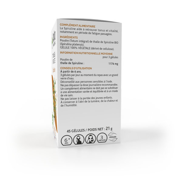 Arkopharma Arkogélules Tonus & Vitalité Spiruline Bio 45 gélules – Image 4