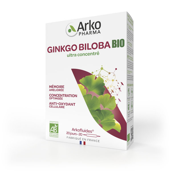Arkopharma Arkofluides Ginkgo Biloba Mémoire Concentration 20 ampoules – Image 2