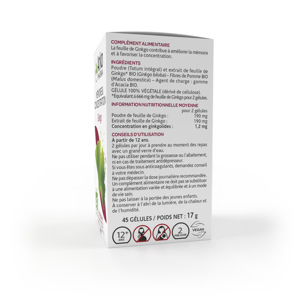 Arkopharma Arkogélules Mémoire & Concentration Ginkgo Bio 45 gélules – Image 4