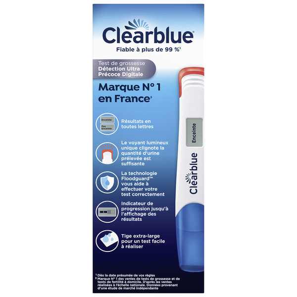 CLEARBLUE TEST DE GROSSESSE DETECTION ULTRA PRECOCE DIGITAL X2 BTE – Image 3