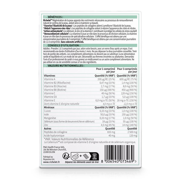 RICHELET Régénération de la Peau Complément Alimentaire, 30 Comprimés – Image 2