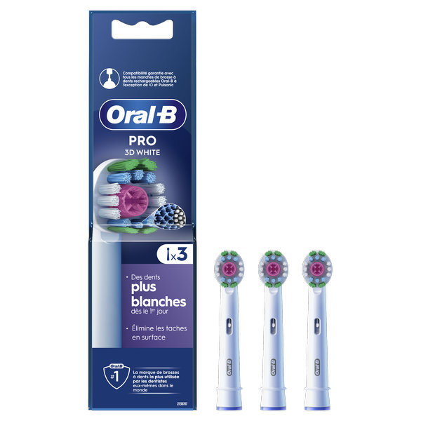 Oral-B Pro 3D White Brossettes Pour Brosse À Dents, 3 Unités – Image 2