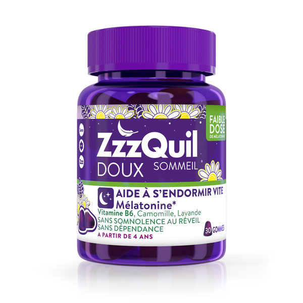 ZzzQuil Doux - Gommes arôme naturel fruits des bois - Complément alimentaire à base de valériane, camomille, lavande, vitamine B6 et de mélatonine - 30 gommes – Image 4