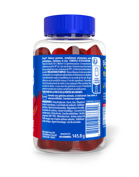 Bion3 Défense Gommes, Complément alimentaire pour le soutien du système immunitaire(1) avec Probiotiques, Vitamine C, Vitamine B3 et Zinc, 60 gommes, 1 à 2 mois de d'utilisation. – Image 4