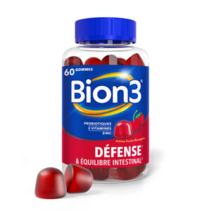 Bion3 Défense Gommes, Complément alimentaire pour le soutien du système immunitaire(1) avec Probiotiques, Vitamine C, Vitamine B3 et Zinc, 60 gommes, 1 à 2 mois de d'utilisation. - Image 1