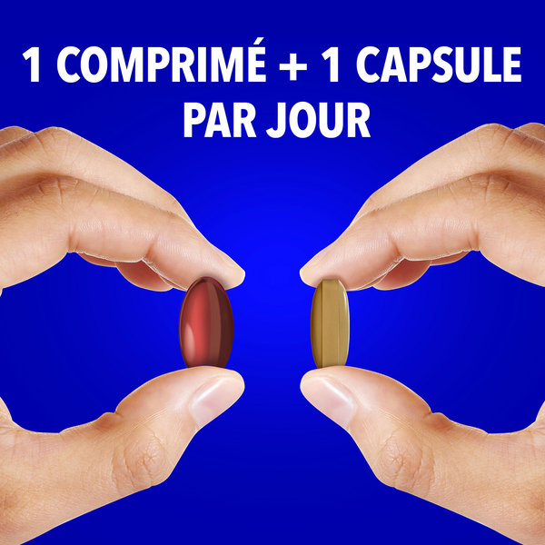 Bion3 Multi & Oméga 3, un comprimé à base de vitamines C, D & B12 et une capsule avec EPA & DHA pour soutenir cœur(1), cerveau(2) & vision(3) et probiotiques pour soutenir la flore intestinale(4). – Image 5