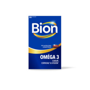 Bion Oméga 3 complément alimentaire avec EPA & DHA pour soutenir cœur(1), cerveau(2) & vision(3) + des probiotiques pour soutenir l’équilibre intestinal(4). 30 capsules, 1 mois de prise - Image 1
