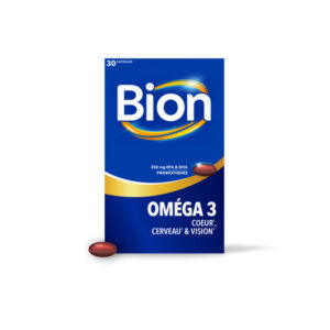 Bion Oméga 3 complément alimentaire avec EPA & DHA pour soutenir cœur(1), cerveau(2) & vision(3) + des probiotiques pour soutenir l’équilibre intestinal(4). 30 capsules, 1 mois de prise - Image 3