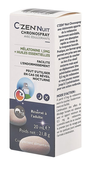 C'ZEN Nuit Chronospray Mélatonine Sous Forme Liposomale - Absorption Sublinguale Rapide 20 mL – Image 2