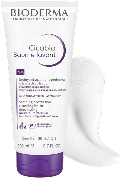 BIODERMA Cicabio Baume Lavant nettoyant aide à la cicatrisation peau lésée 200ml – Image 3