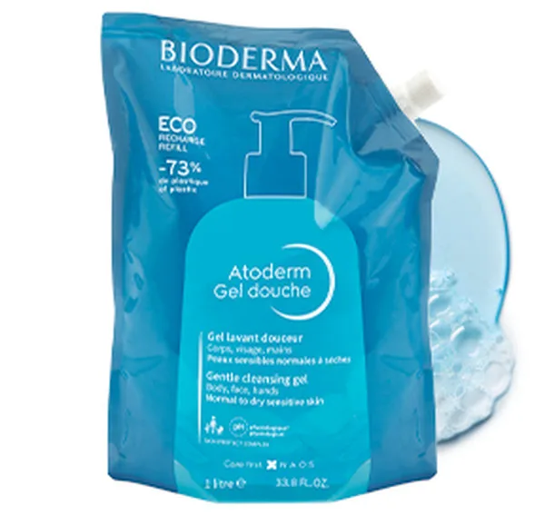 BIODERMA Atoderm Gel douche lavant doux hydratant sans savon eco recharge 1L