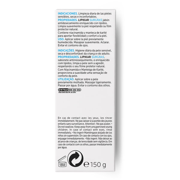 Lipikar Surgras Pain dermatologique anti-dessèchement Pain 150g – Image 3