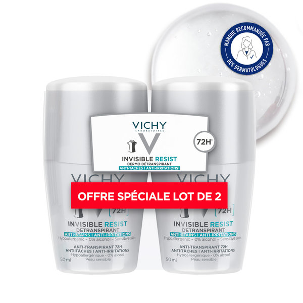 Lot*2 Vichy Dermo-détranspirant Invisible Protect 72h anti-taches anti-irritations 50ml – Image 2