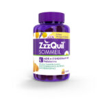 ZzzQuil Sommeil - Gommes arôme naturel mangue banane - Complément alimentaire à base de valériane, camomille, lavande, vitamine B6 et de mélatonine - 60 gommes