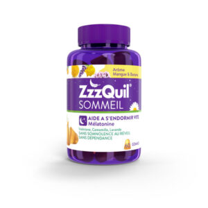 ZzzQuil Sommeil - Gommes arôme naturel mangue banane - Complément alimentaire à base de valériane, camomille, lavande, vitamine B6 et de mélatonine - 60 gommes - Image 1