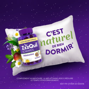 ZzzQuil Sommeil - Gommes arôme naturel mangue banane - Complément alimentaire à base de valériane, camomille, lavande, vitamine B6 et de mélatonine - 60 gommes - Image 8