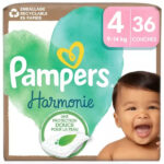 PAMPERS COUCHES HARMONIE T4 (9-14 kg) AVEC EMBALLAGE PAPIER RECYCLABLE