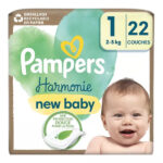 PAMPERS COUCHES HARMONIE T1 (2-5 kg) AVEC EMBALLAGE PAPIER RECYCLABLE