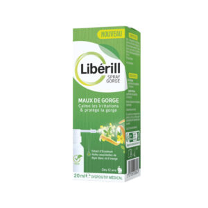 LIBERILL, Spray maux de gorge 20ml, aux ingrédients d'origine naturelle et à l'extrait d'érysimum, Vegan. Dès 12 ans. Dispositif médical.