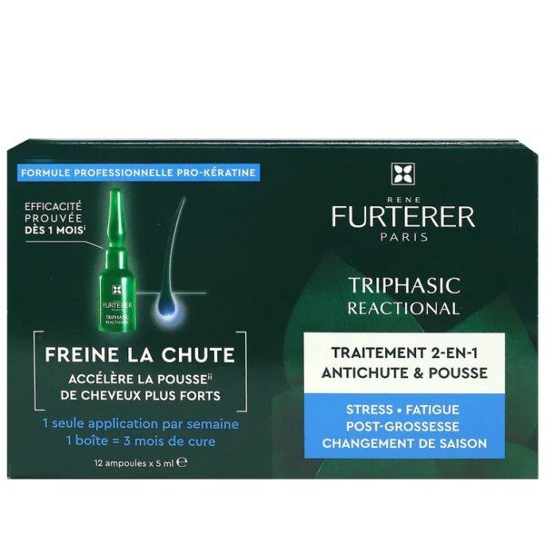 Triphasic Reactional Traitement 2en1 Antichute & Pousse 12 Ampoules