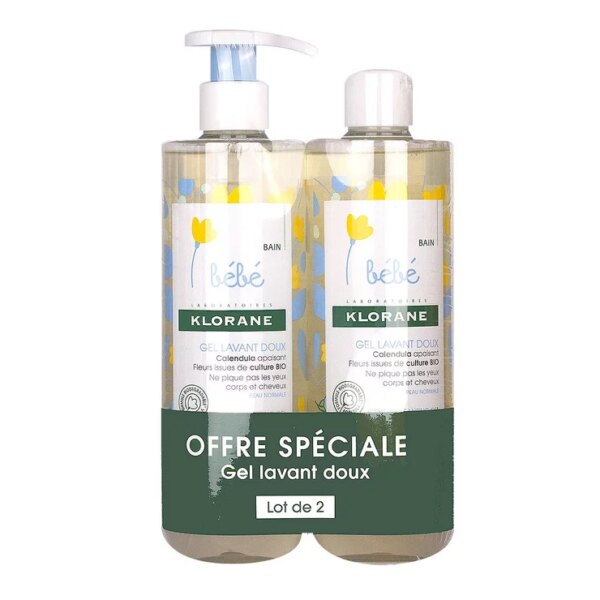 Klorane Bébé Gel Lavant Doux Lot de 2 x 500 ml