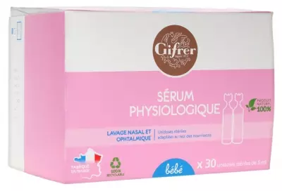 sérum physiologique gifrer 5ml pour netttoyer les yeux de bébé