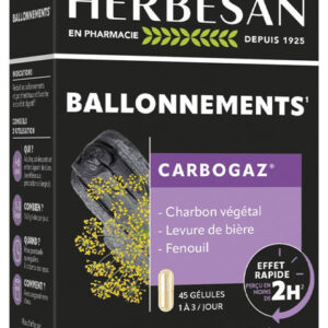 Carbogaz charbon végétal + levure de bière + Propolis 45 gélules