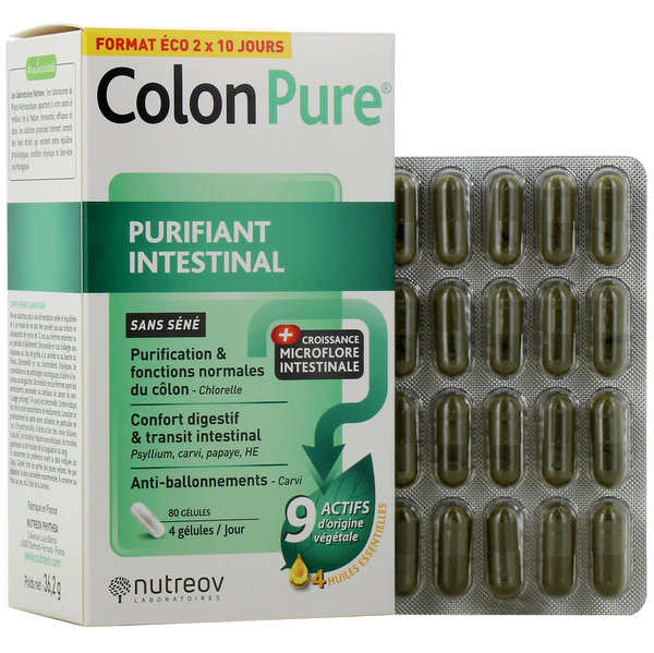 Colon Pure 80 Gélules Nutreov – Cure Détox Intestinale Efficace