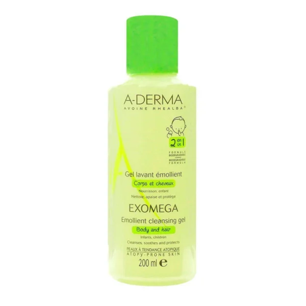 A-Derma Exomega Control Gel Lavant Émollient 2 en 1 200 ml