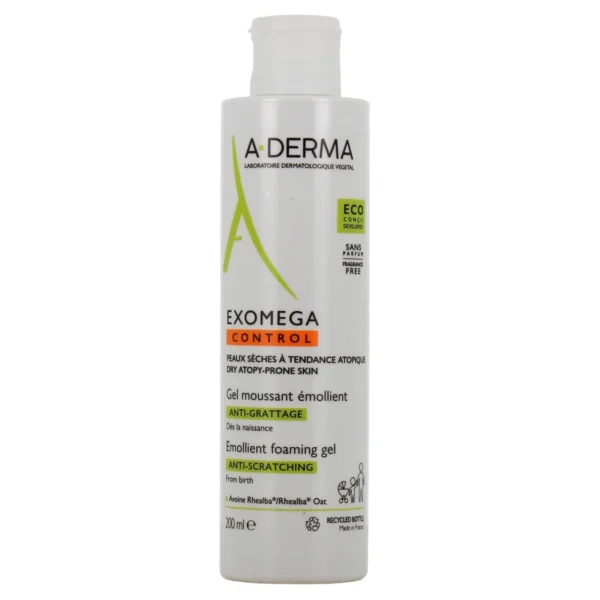 A-Derma Exomega Control Gel Moussant Émollient Anti-Grattage Visage et Corps 500 ml
