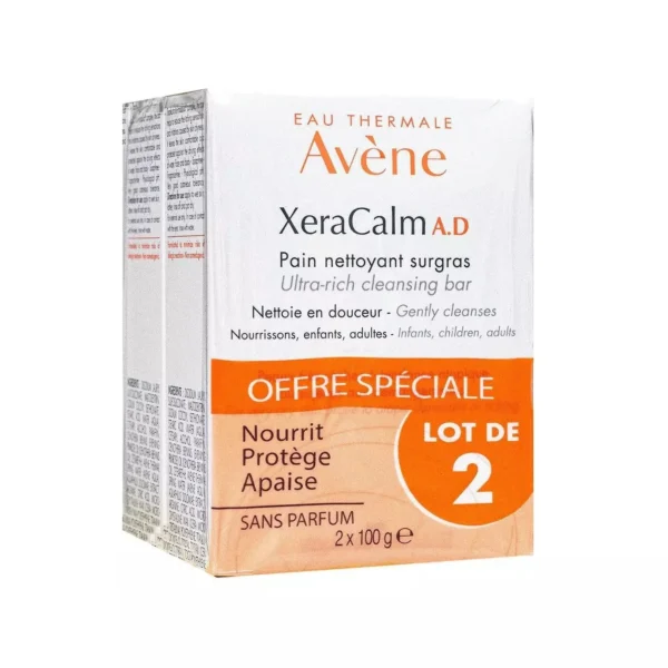 Avène XeraCalm A.D Pain Nettoyant Surgras Sans Parfum Duo 2 x 100 g