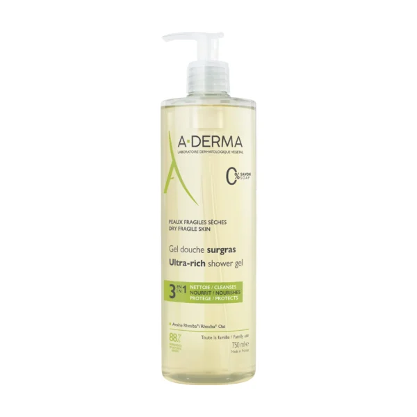 A-Derma Les Indispensables Gel Douche Surgras 3 en 1 750 ml