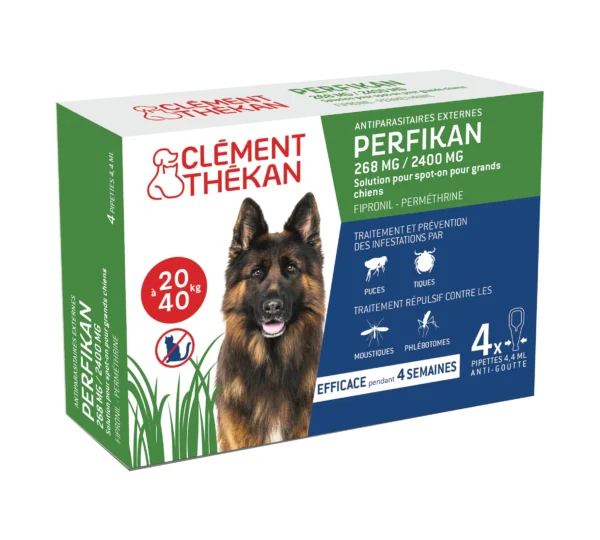 Clément Thékan Perfikan Spot-On Grands Chiens 20 à 40 kg 268 mg/2400 mg 4 Pipettes