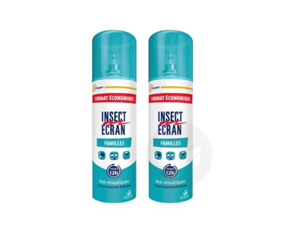 Insect Écran Familles Spray Répulsif Moustiques et Tiques Dès 24 Mois Lot de 2 x 100 ml