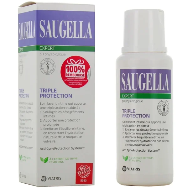 Saugella Expert Triple Protection Soin Lavant Intime Thym Calendula pH Physiologique Lot 2 x 250 ml