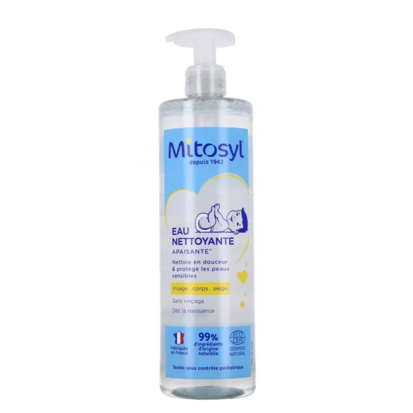 Mitosyl Eau Nettoyante Apaisante Bio Bébé Visage Corps et Siège Sans Rinçage Dès la Naissance 500 ml