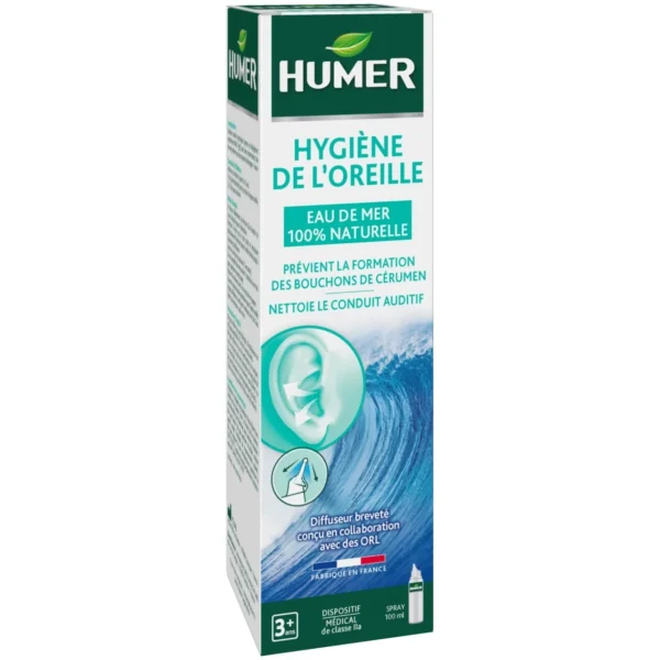 Humer Hygiène de l'Oreille Spray Eau de Mer Isotonique Dès 3 Ans 100 ml